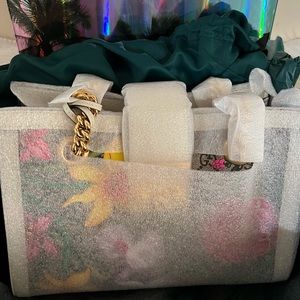 Gucci Ladies Padlock GG Flora Shoulder Bag